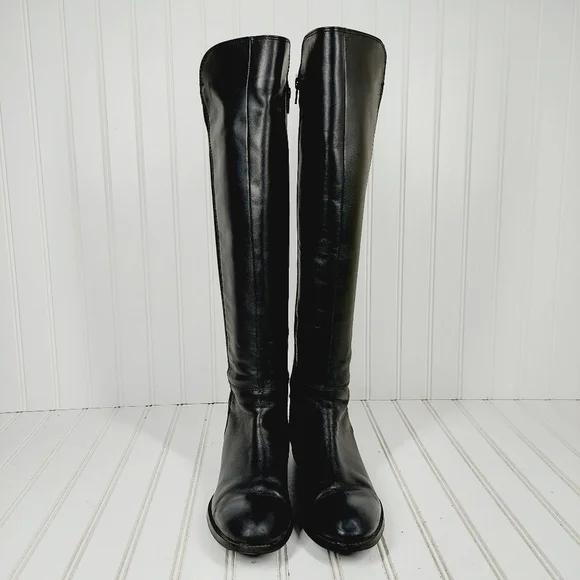 Luichiny Trend Lee Black Leather Stretch Panel Over The Knee Zip Up Boots K29 - Picture 3 of 15